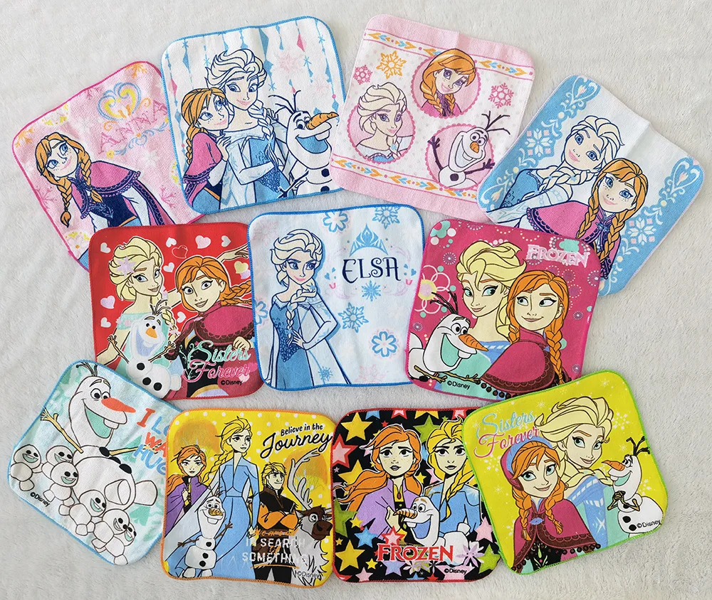 20x20cm Disney Stitch Towel Elsa Frozen Princess Cartoon Small Square Hand Towel Handkerchief kids Towel Water Christmars gifts