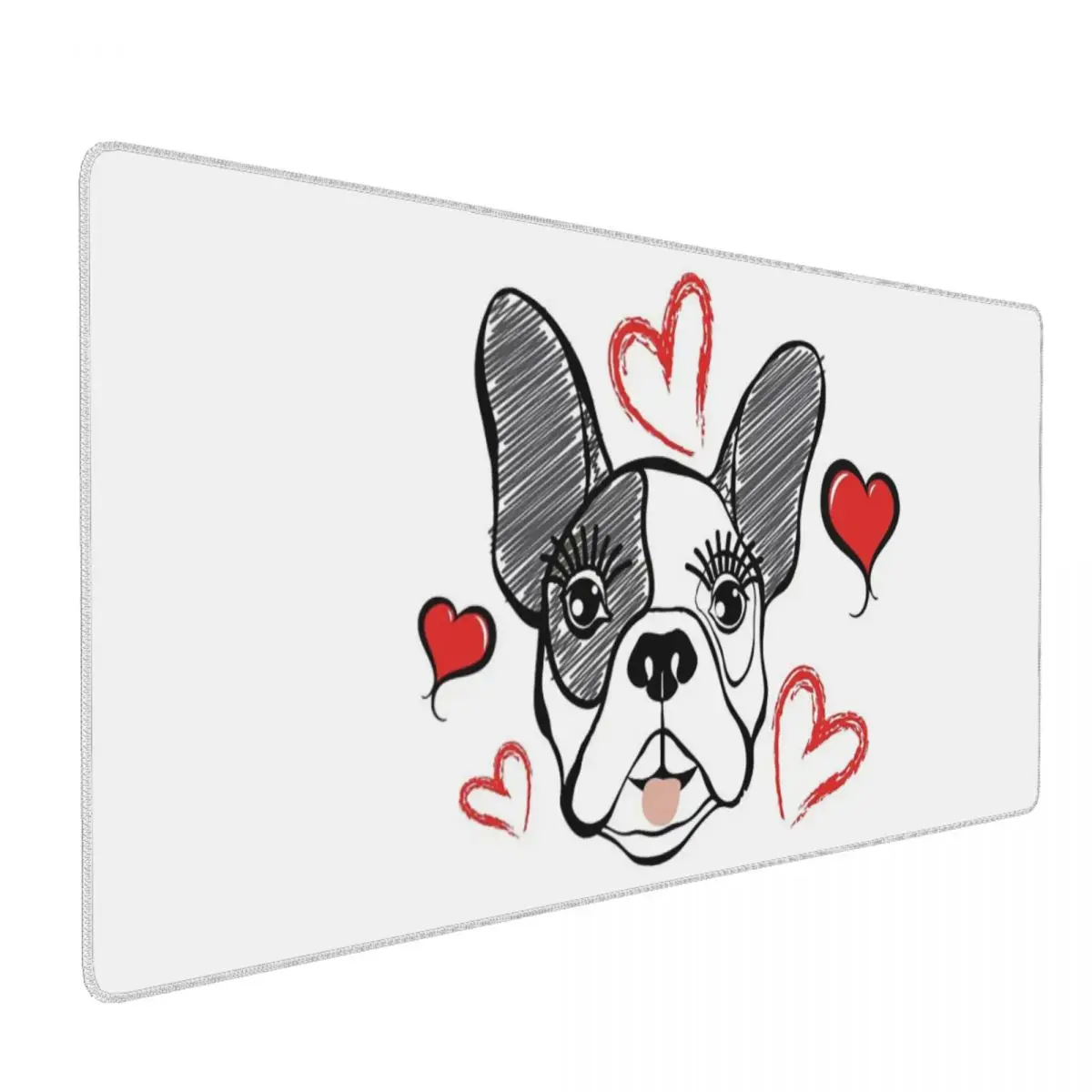 

Large Mouse Pad Bulldog Cute Dog And Love Heart Gamer PC Laptop Mats Keyboard Carpet Computer Gaming Office Accessories Desk Mat