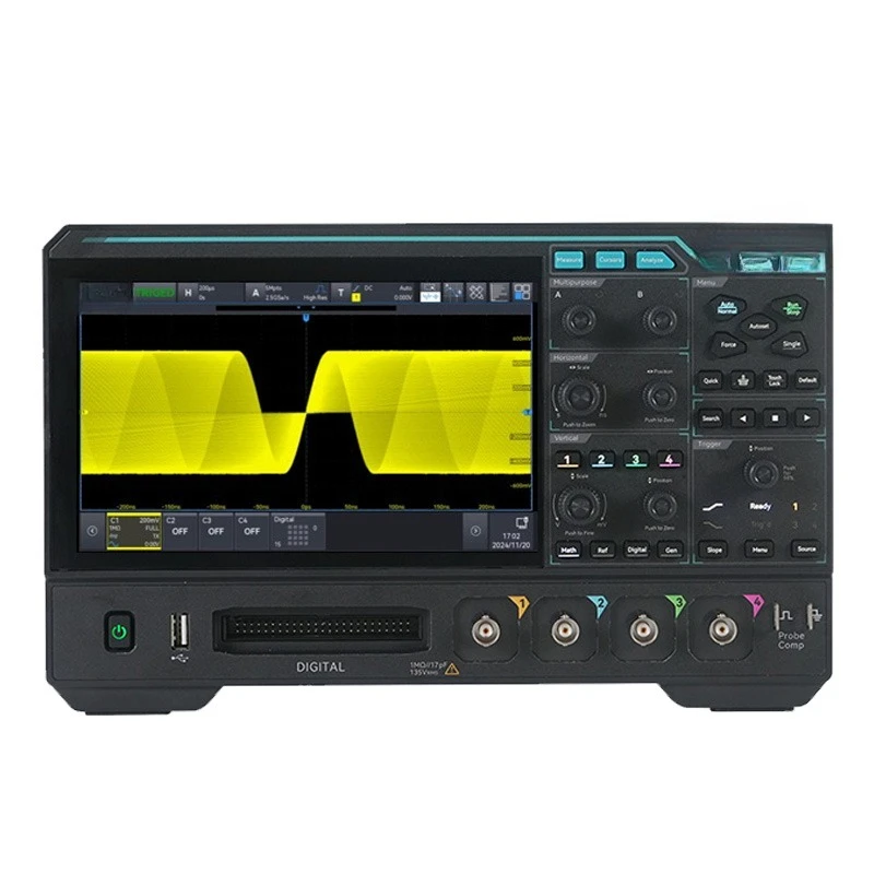 

High-resolution oscilloscope, four-channel signal source, bandwidth waveform capture