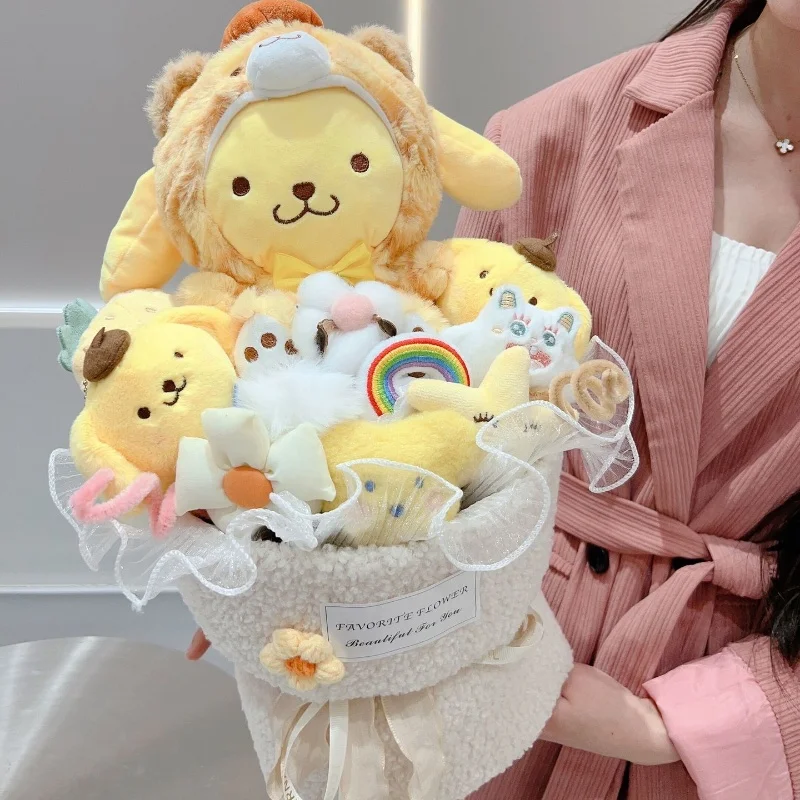 Букет кукол Sanrio Cinnamoroll Kuromi, плюшевые каваи, подарок на день Святого Валентина на день рождения подруги, милая плюшевая игрушка