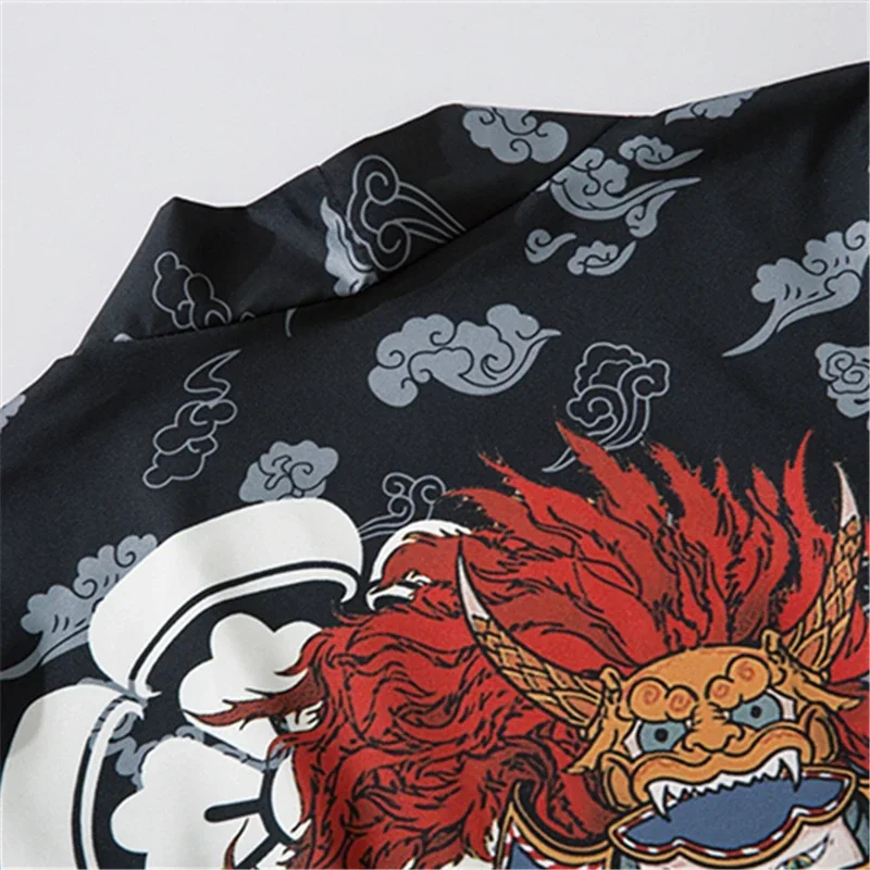 Bebovizi Japanese Style Cat Samurai Kimono Streetwear Men Women Cardigan Japan Harajuku Anime Robe Anime Clothes 2023 Summer