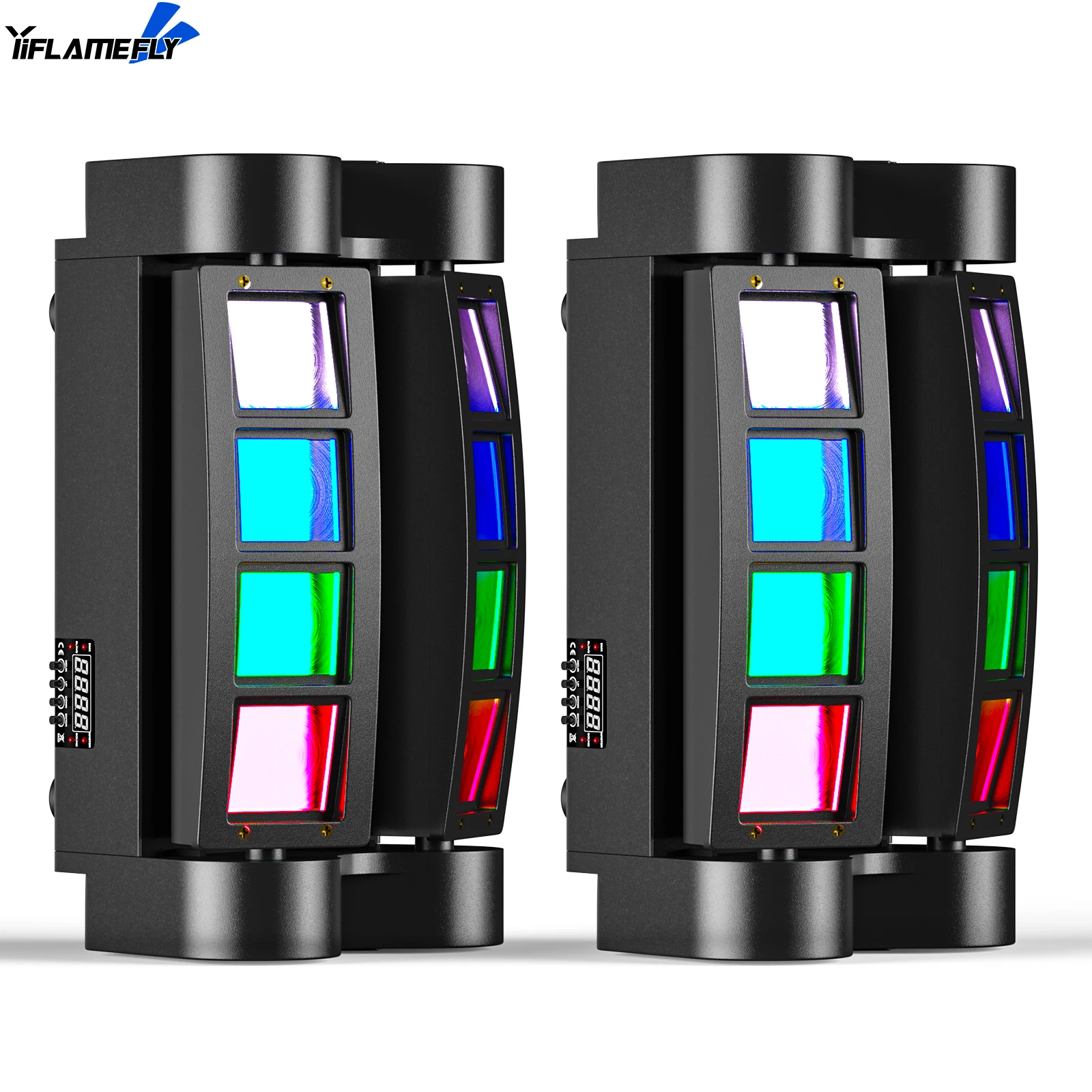 

Yiflamefly 2 шт. RGBW луч света вращающийся свет для вечеринок шоу свет мини-паук свет 7/15CH DMX автоматический режим освещение сцены для ночного клуба