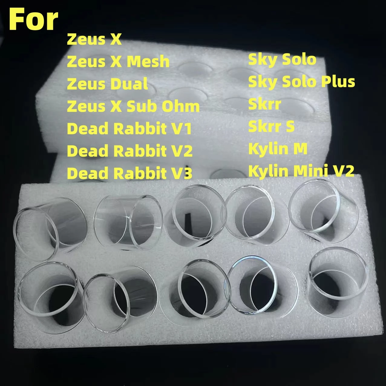 10Pcs Clear Normal Glass For Zeus X Mesh/Dual /Sub Ohm /Kylin Mini M /Dead Rabbit V1 V2 V3 /Sky Solo Plus Glass Tube