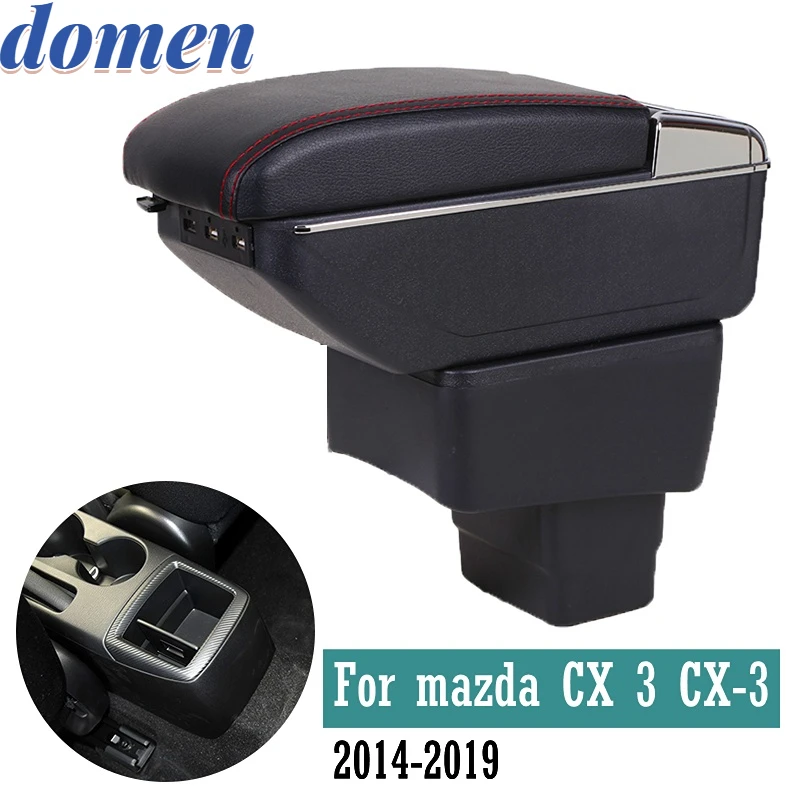 

For mazda CX 3 CX-3 Armrest Box 2014 - 2019 Dual layer Heighten Central Store Content Box Cup Holder Ashtray Accessories USB