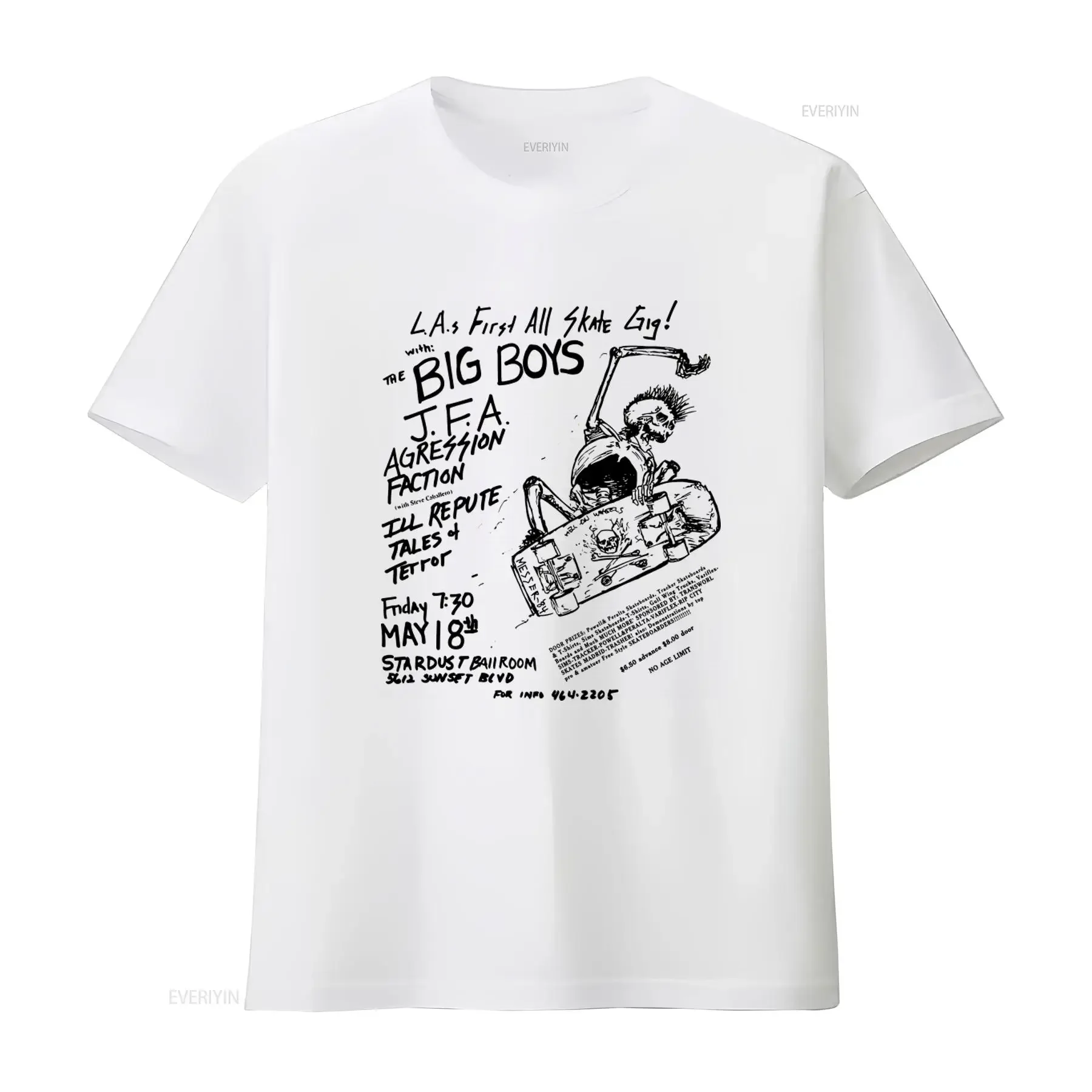 Big Boys JFA Aggression Faction Vintage Flyer Skate Gig T shirt Retro Punk Rock Style vintage Washed Stylish streetwear fashion