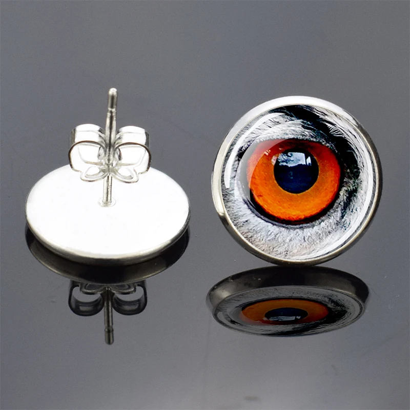Colorful Eye Ear Studs Cat Eye Earnails Animal Eye Earrings Glass Inlaid Jewelry Gift view 5
