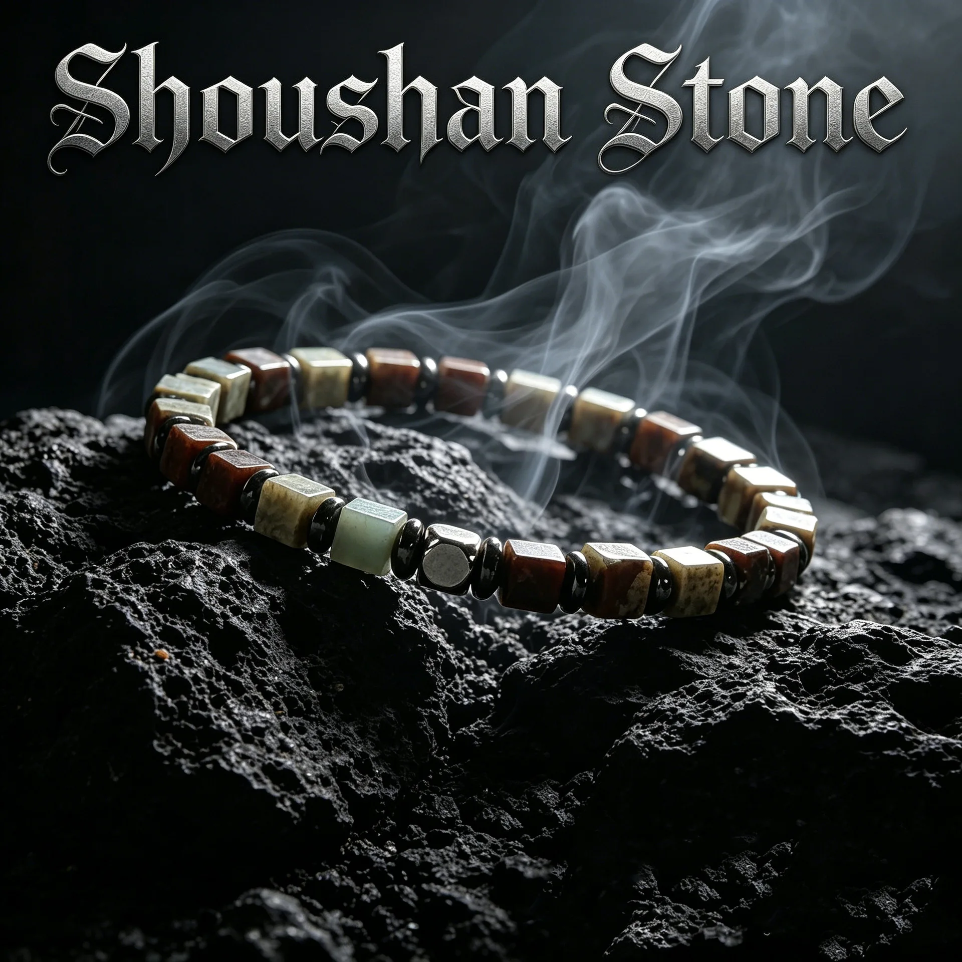 Chinese Style Lucky 4*4mm Natural Shoushan Stone Square Beaded Unique Bracelet For Men Blessing Wealth Good Luck Transshipment