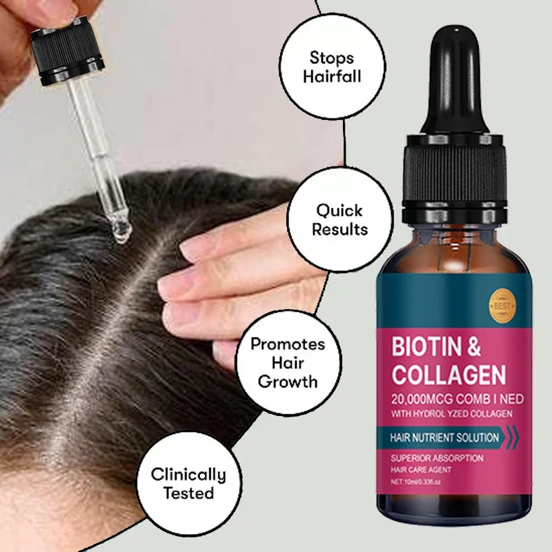 Biotin Collagen Hair Care Essential Oil, Moisturizes Tangled and Rough Hair Texture. Repair Damage Hair Care Serum