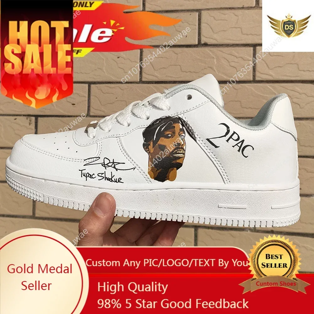 Tupac Rapper 2Pac Fashion Men Women casual Shoes Male Platform Sneakers Girls Casual kateboarding Shoes flats 3D graffiti