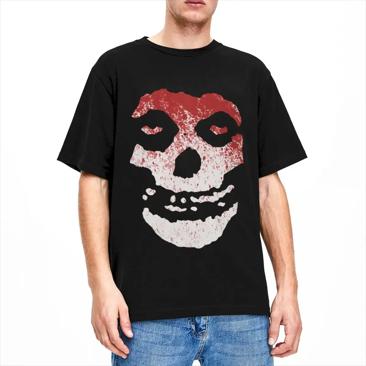 Men The Crimson Ghost Skull Blood Misfits T Shirt Cotton Clothing Leisure Short Sleeve O Neck Tees Summer T-Shirt