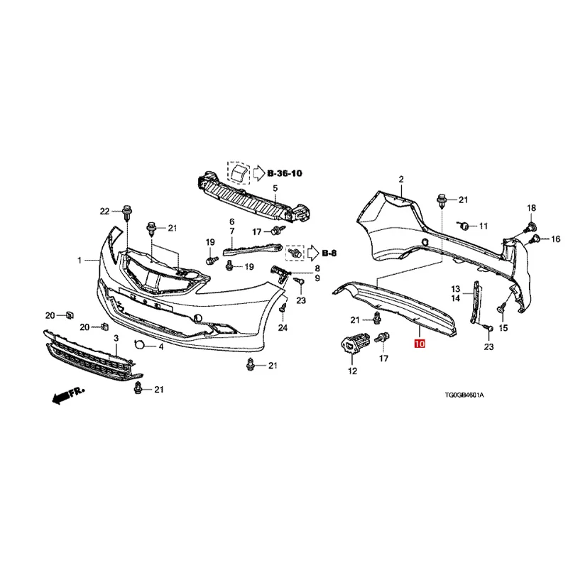 Ho nd a Interior/Bumper Bumper (-'11)(2) Rear Bumper Spoiler 71502TF0J00/71502-TF0-J00/71502 TF0 J00