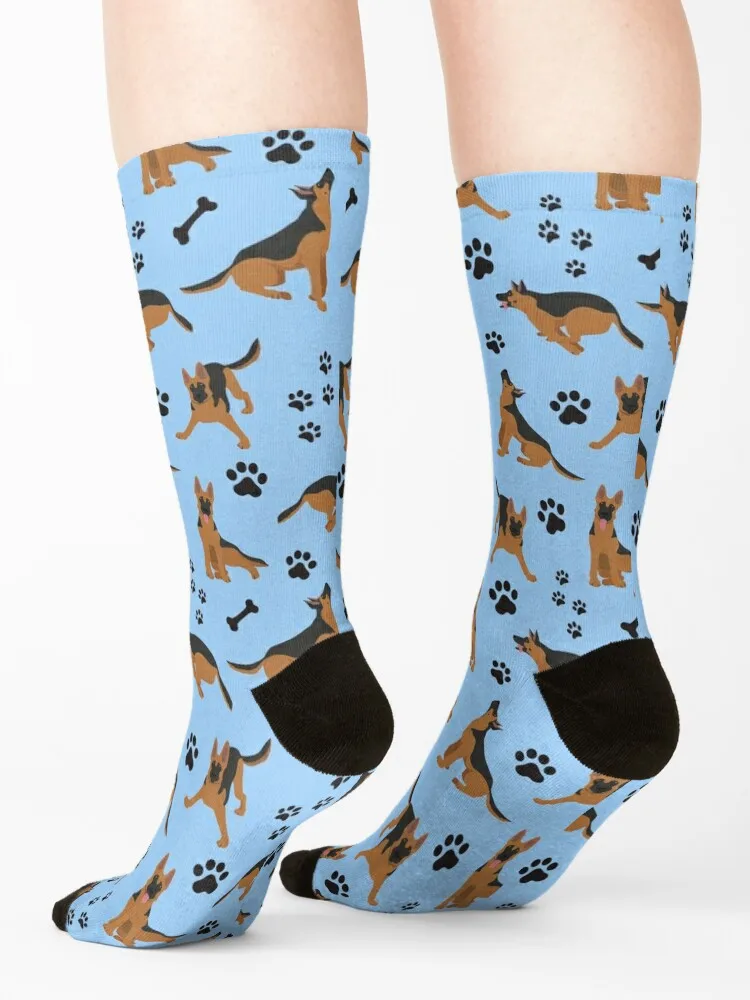 German Shepherd Pattern in Blue Socks ankle moving stockings anti slip football floral Men's Socks Luxury Women's