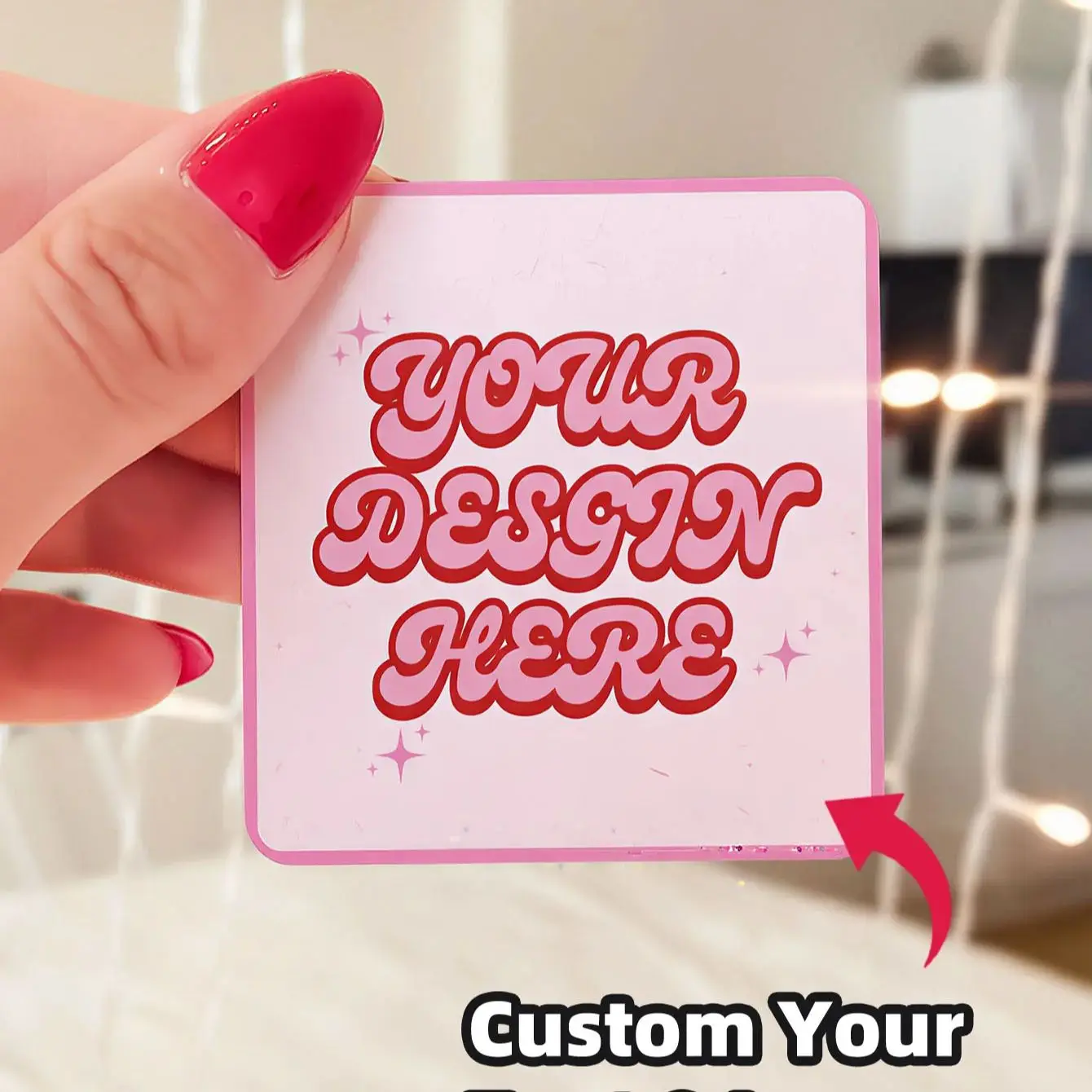 1/60/120 Pcs Custom Square Clear Waterproof Stickers Personalized for Party Label Packaging