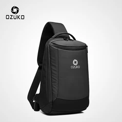 OZUKO Luxury  USB Charging Sling Bag Water Repellent Crossbody Bag Male Large Capacity Shoulder Bag Short Trip Messengers Bags