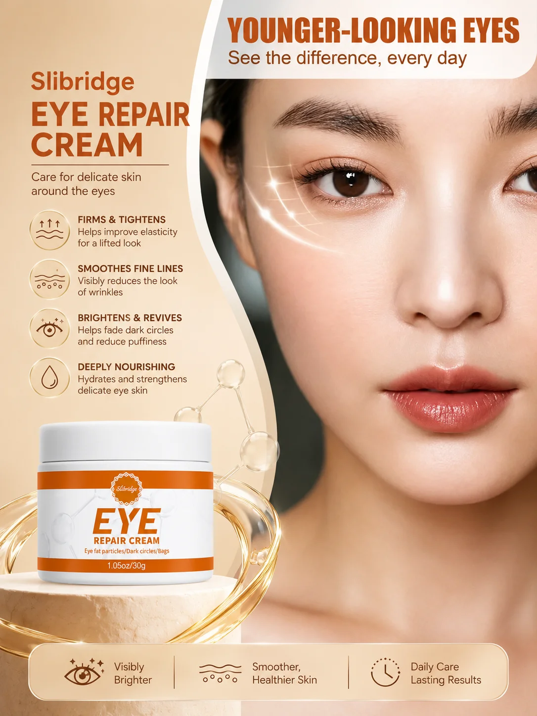 1231th Collagen Eye Cream for Wrinkles Firming Hydrating Anti-Aging Care for Puffiness and Fine Lines