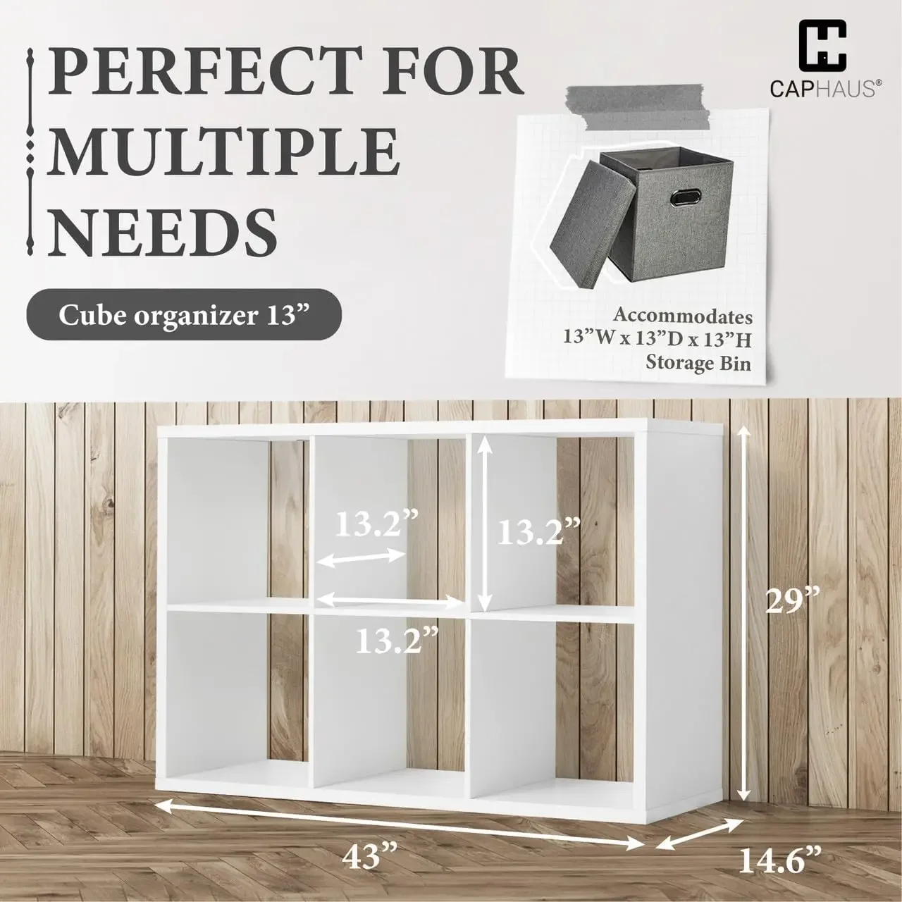 Sturdy Room 13-Inch Cube Storage Organizer Shelf, with Extra Thick Exterior Edge, Open Storage Shelf Divider