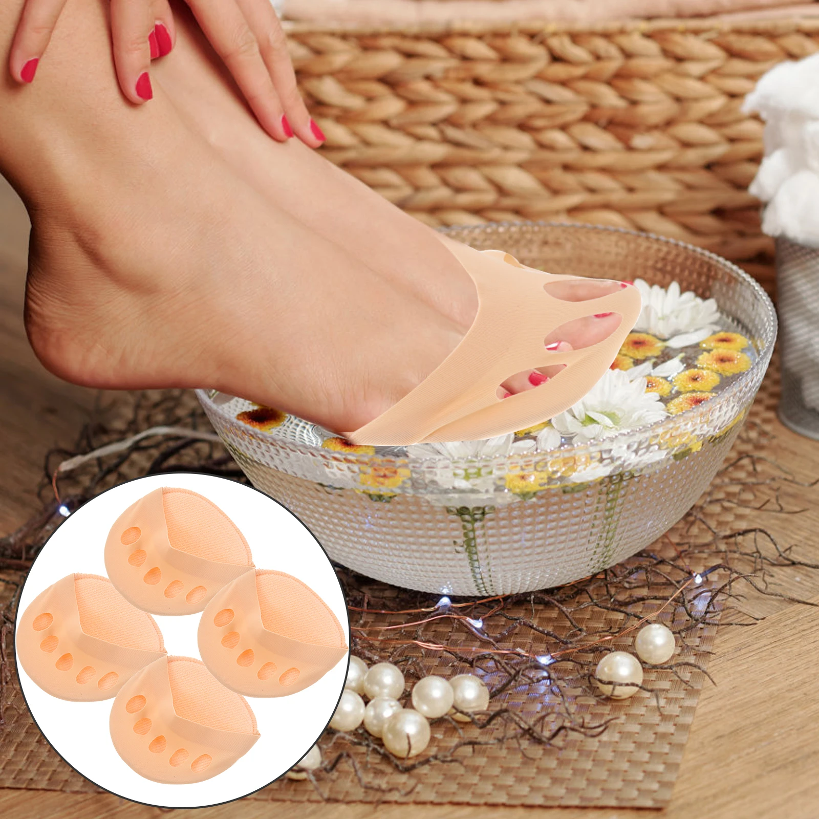 

2pcs Invisible Forefoot Half Palm Women Anti-Slip Sweat Absorption Comfortable Summer Toe Separated Finger Lightweight Non-Slip