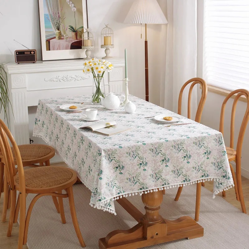 

Table Cloth Embroidery Floral Pattern Cotton Farmhouse Tablecloth Decorative Rectangle Table Cover for Outdoor and Indoor Use