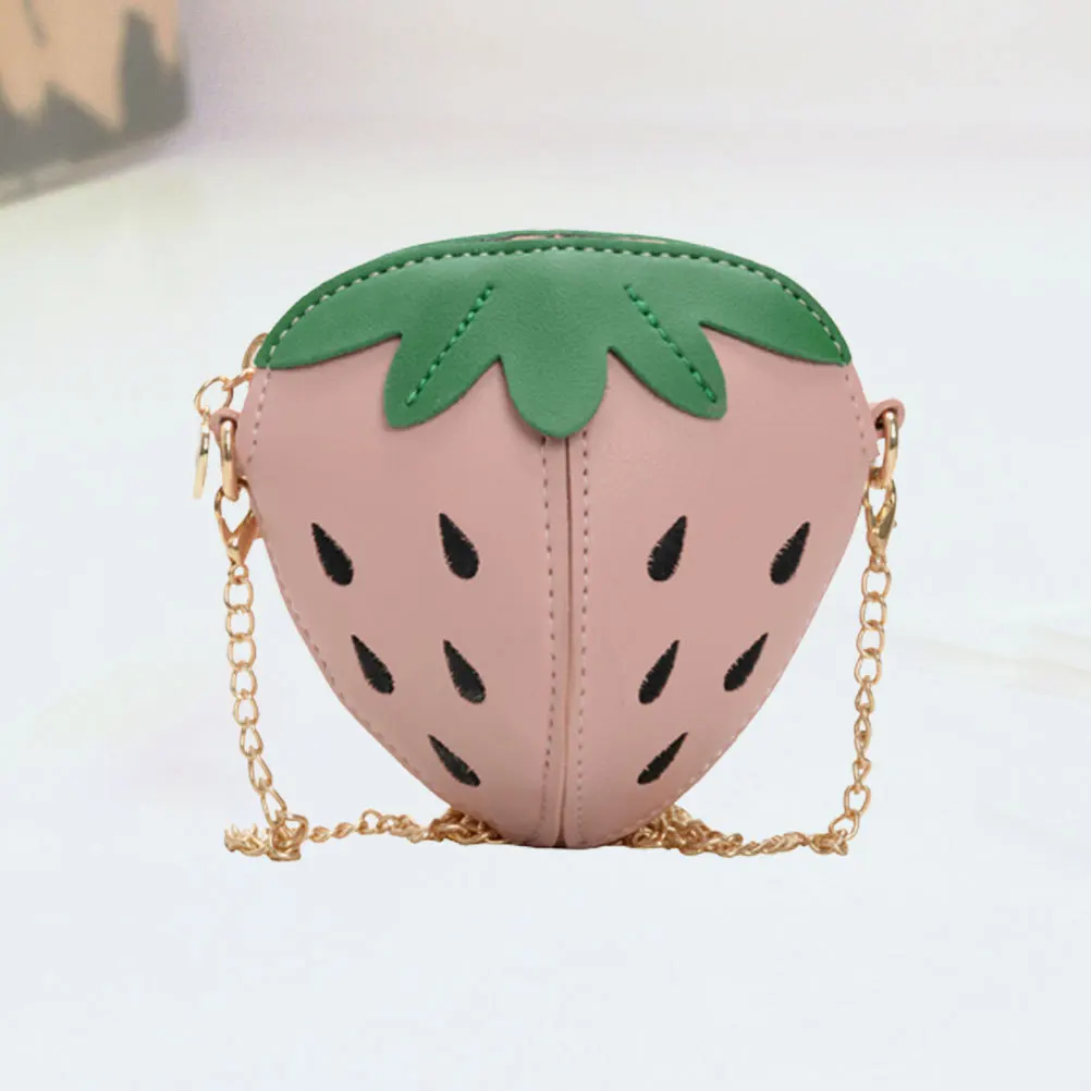 

Strawberry Shaped Coin Purse Pink Shoulder Bag Crossbody Clutch Fruit Tote Purses Smooth Zipper Storage