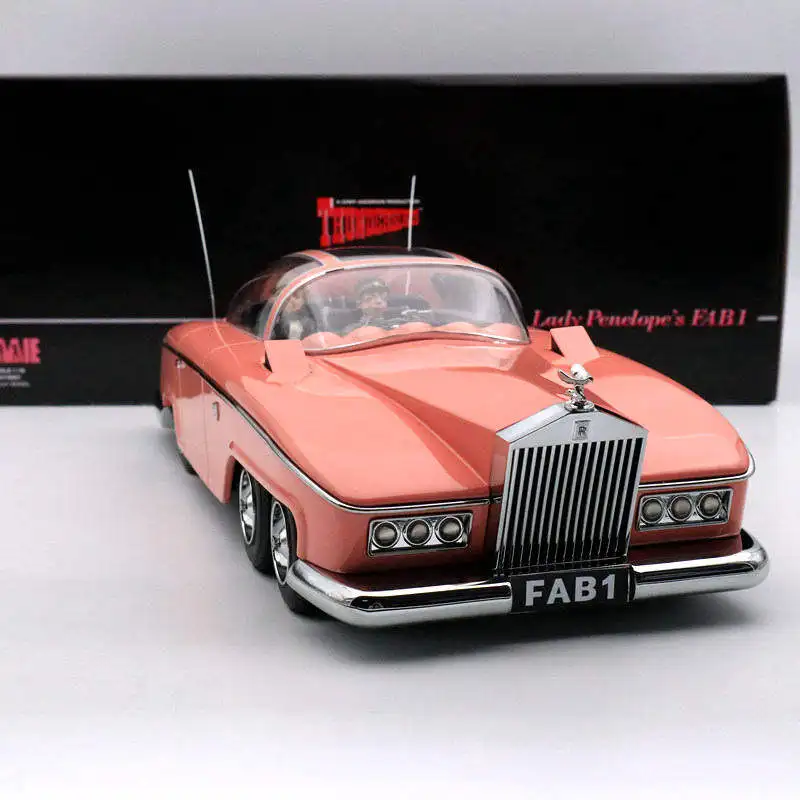 1:18 modelo de carro raro AMIE Rolls Royce Lady Penelope's FAB1 modelo de resina de simulação ornamento de quarto de carro presente de aniversário colecionável