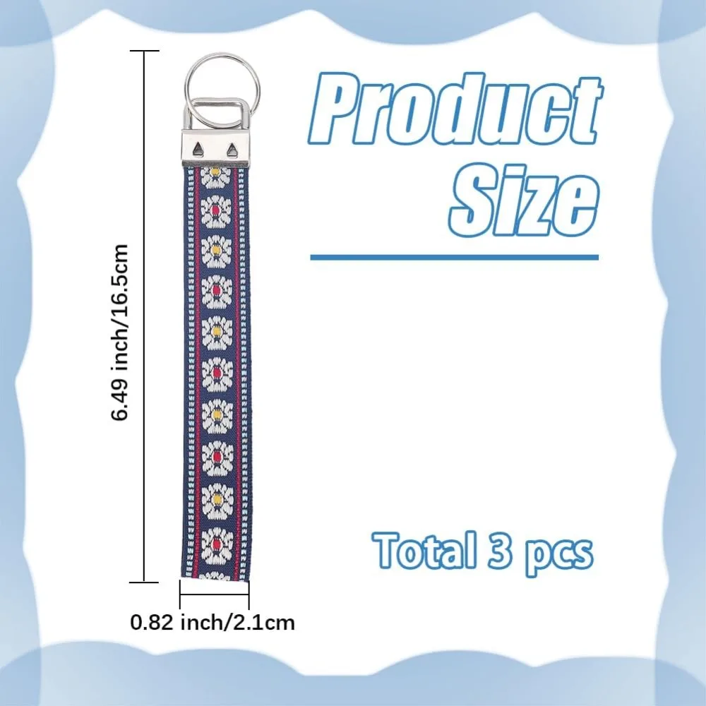 Iron with Polyester Inwrought Keychain Black 165mm