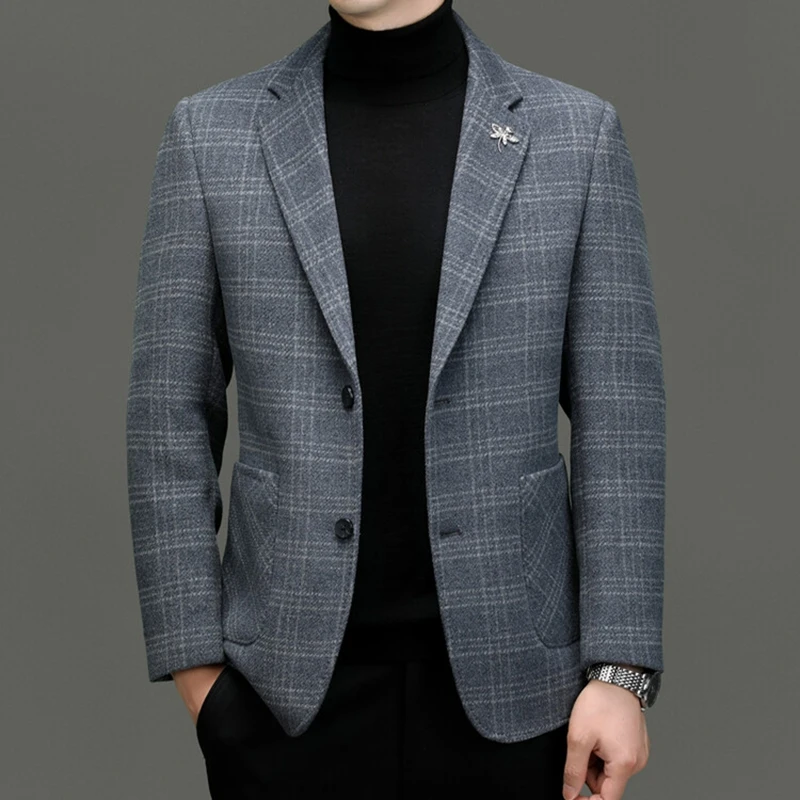 

Woolen Suit Jacket for Men Autumn Winter 2024 New Winter Single West Premium 50% Wool Slim Casual Men's Small Suit M-4XL