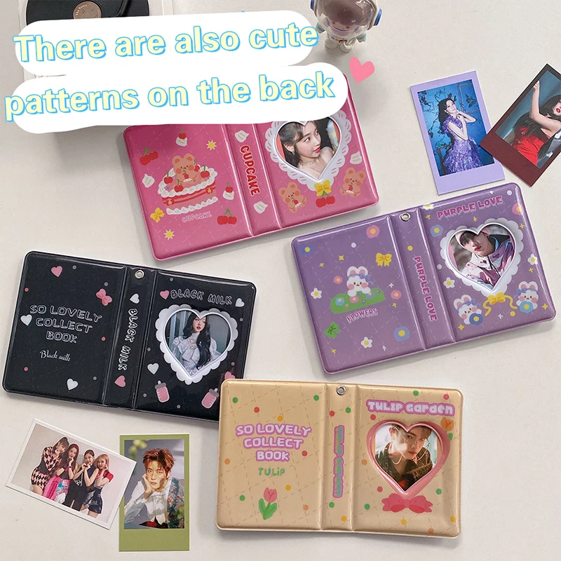 40 bolso 3 Polegada coração oco álbum dos desenhos animados álbum ídolo cartão de foto pacote livro coleção kpop moldura da foto caso titular do cartão