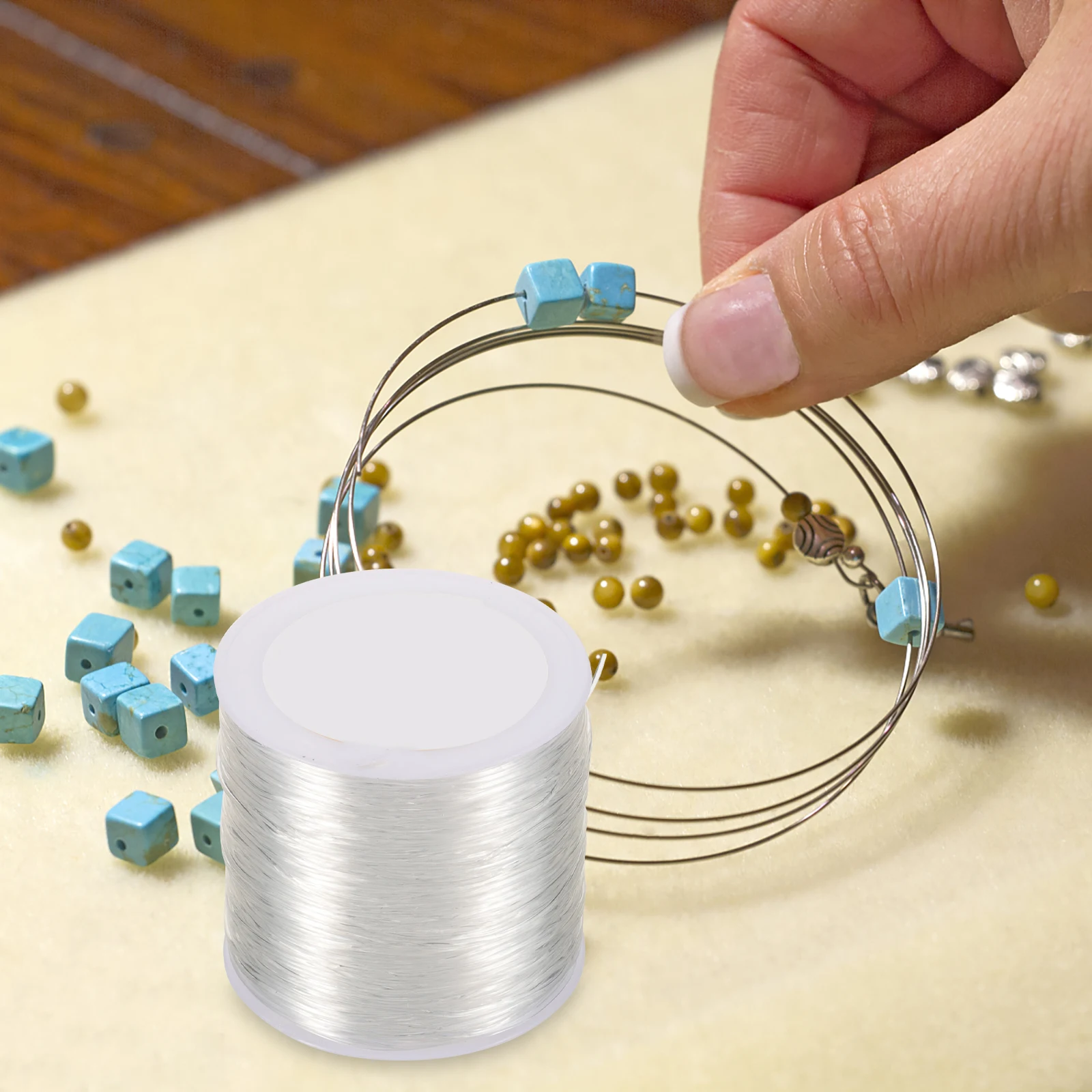 

1 set DIY Beading Tool Set 2 Needles 1mm Crystal Thread 80m Flexible Embroidery Threading Tools for Bracelet Necklace Making