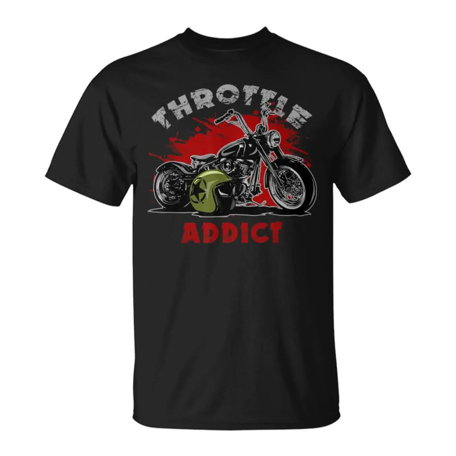Throttle Addict Awesome Cool Bobber Motorcycle T Shirt Monsterry CA vintage Washed Top For Everyday Wear Soft designer clothes