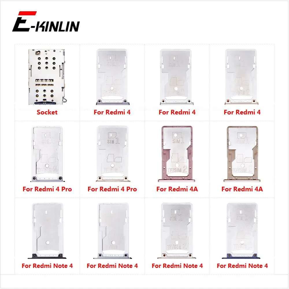 Sim Card Tray Socket Slot Reader Adapter For XiaoMi Redmi 4A 4 Pro Note 4 Micro SD Card Holder Connector Container Parts