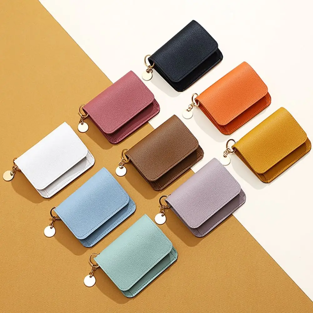 

Fashion PU Leather Women Short Wallet Bifold Multi-purpose Coin Purse Multi-Pocket Zippered Business Card Holder