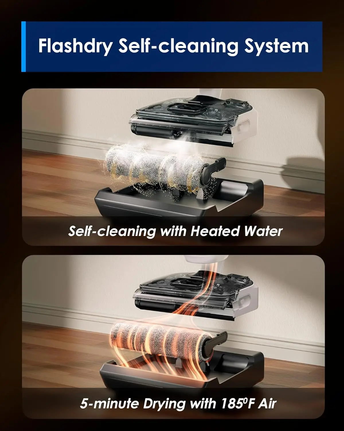 Tineco Floor ONE Switch Stretch Wet/Dry Vacuum Cleaner Multi-Function 180 Lay-Flat Anti-Tangle Self-Cleaning 65Min Runtime Vac view 3