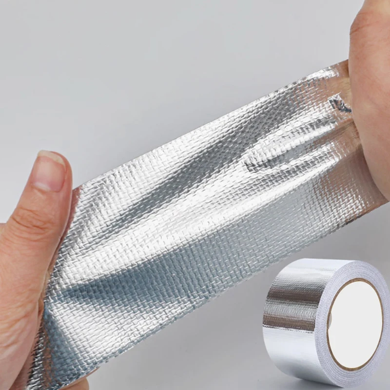 10m X 3cm Aluminum Foil Tape High Temperature Resistant Silver Insulation Tape for Manifold Downpipe Wrapping