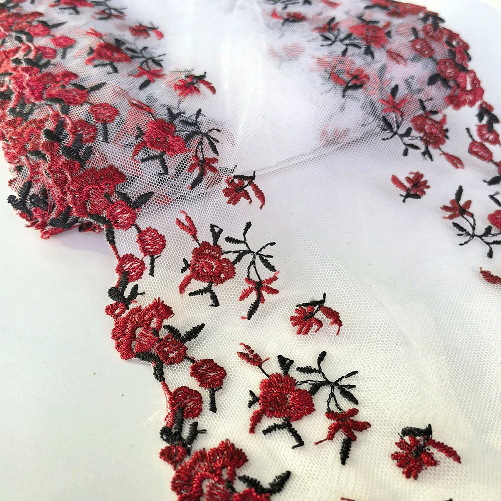 Bilateral Mesh Embroidery Lace Item Fabric, 7Yards Wide 18cm Hair Accessory Clothing Accessories, Handmade DIY Garment Sewing,