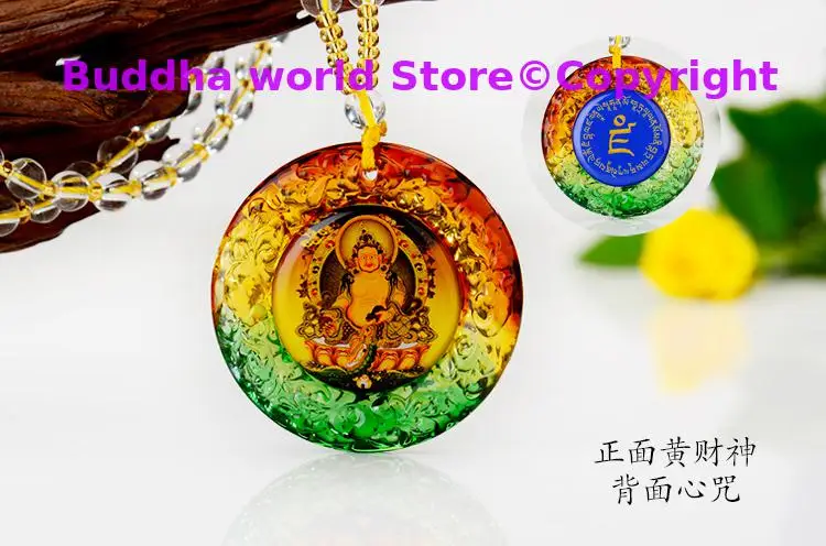 2PCS Yellow Jambhala fortune god Medicine Buddha Crystal Pendant Amulet + 3PCS multipurpose buddha talisman Golden Card Amulet