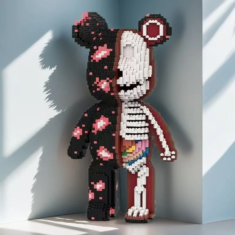 โมเดลตัวต่อบล็อกหมีหัวกะโหลกนำโชค 5713 ชิ้น ของตกแต่งสร้างสรรค์และของประดับตกแต่งห้อง เหมาะสำหรับเป็นของขวัญในวันเกิด/วันฮาโลวีน/วันวาเลนไทน์/วันคริสต์มาสอีฟ