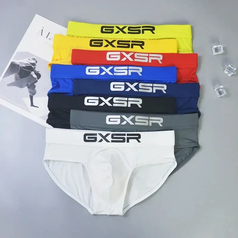 Mens Briefs Milk Silk Ice Silk Low Waist Breathable Elastic Bag Close-Fitting Comfortable Briefs
