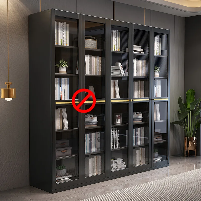 *Office Storage Display Cabinet Library Bookshelf Solid Wood Durable Glass Wall Storage Filing Cabinet