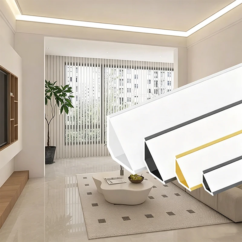 Indoor Surface Mount V Angle LED Aluminum Channel 45 Degree Ceiling Decor Plaster Line Illuminated PC Diffuser Strip Light