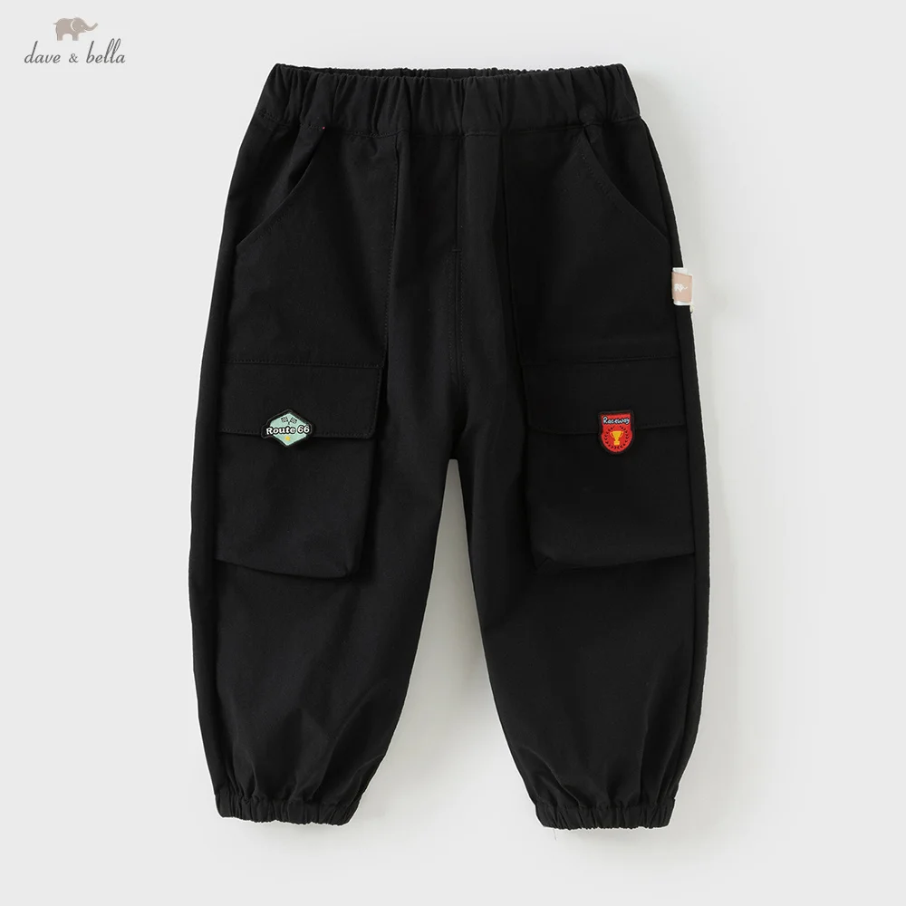 Dave Bella Children's Autumn Spring Cargo Pants Boys Gilrs Elastic Waist Casual Sports Jogger Pants Quick-dry Trousers DB3252905