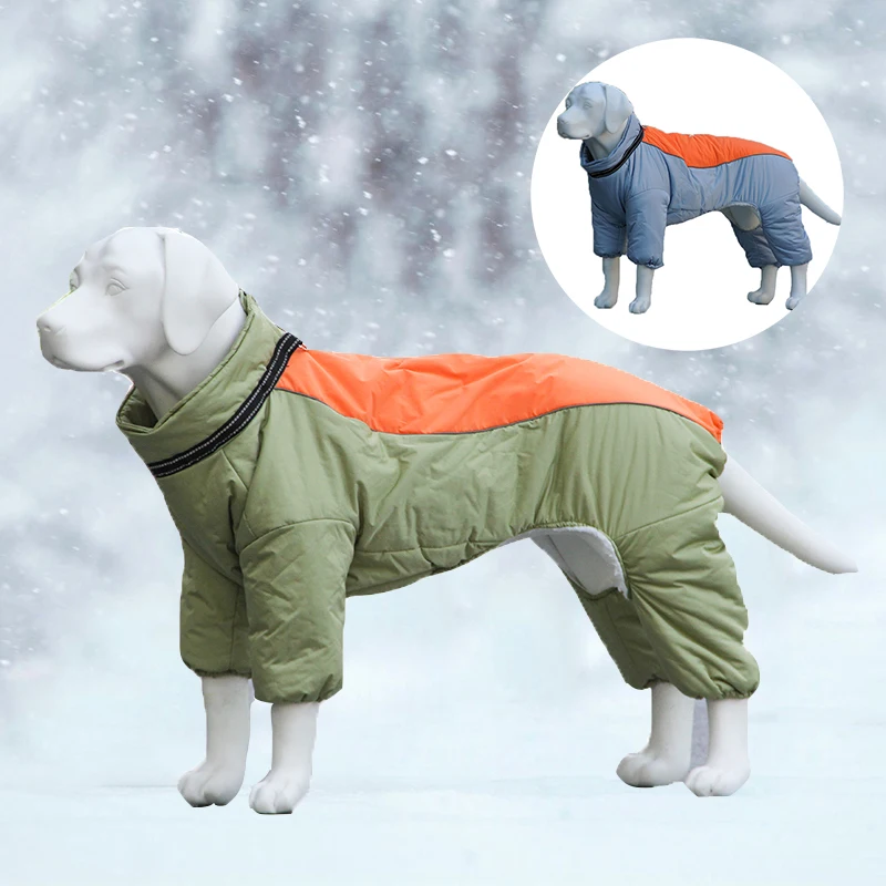 Winter Warm Dog Jacket For Large Dogs Waterproof Big Dog Jumpsuit Clothing Greyhound Doberman Padded Coat For Medium Large Dogs