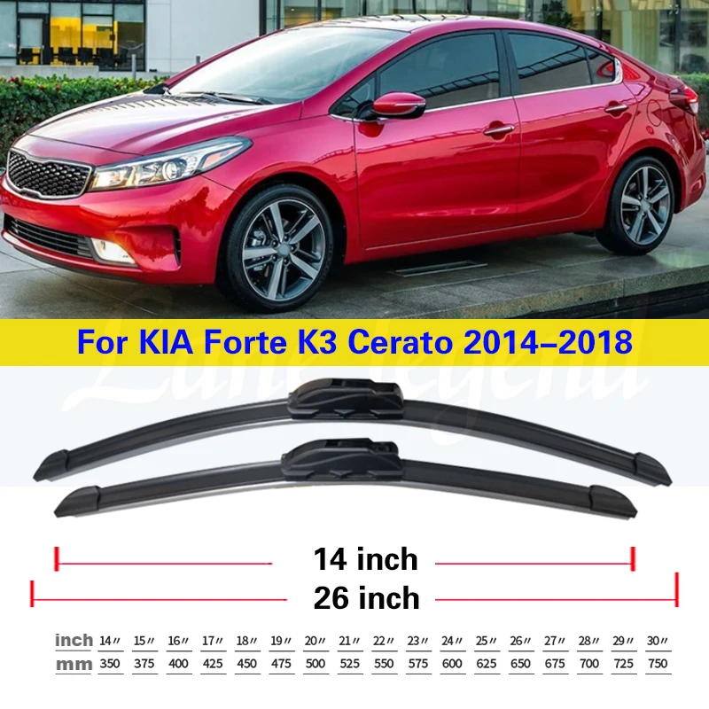 Car Wiper For KIA Forte K3 Cerato 2014-2018 Front Wiper Blades Soft Rubber Windscreen Wipers Auto Windshield 26\