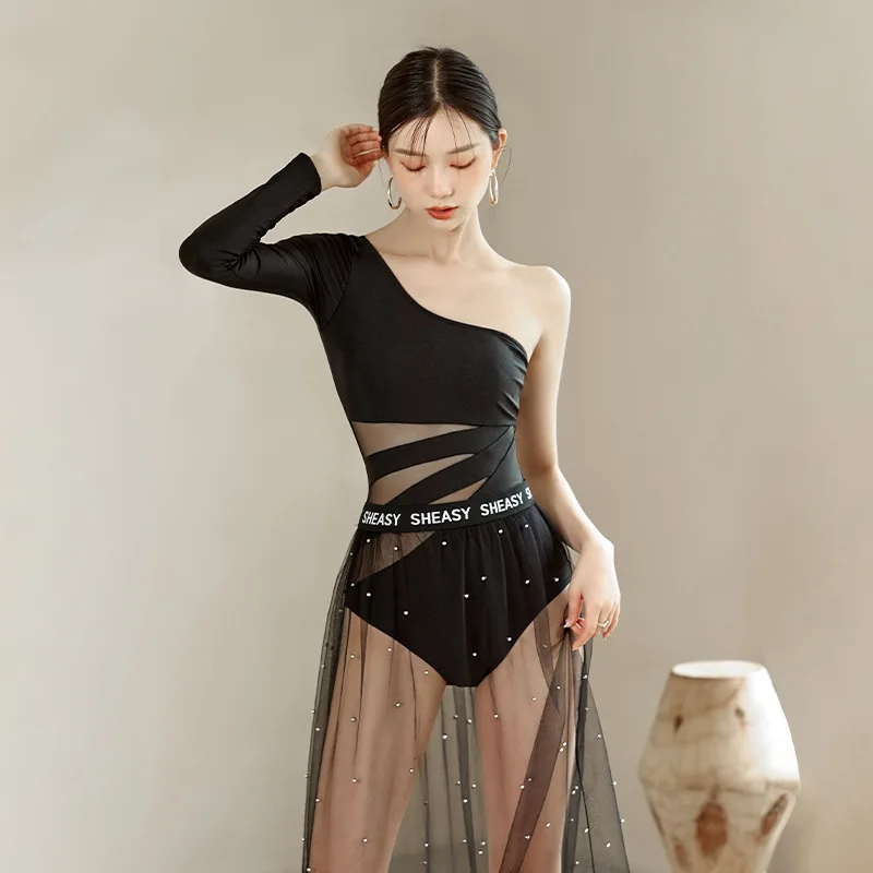 

2024 New Summer Women Sexy Solid Colour Bikini Long Sleeve Slant Neck Swimwear Backless Bikinis Two Piece Lace Tulle Swimsuit