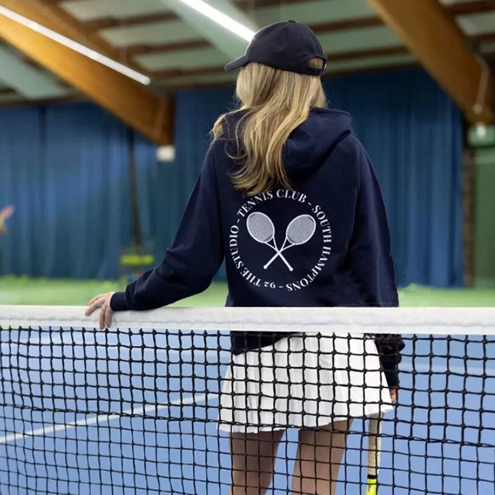 Sudaderas con capucha de manga larga para mujer, sudaderas de lana gruesa de algodón, sudaderas cálidas de Estilo Vintage para Club de tenis de