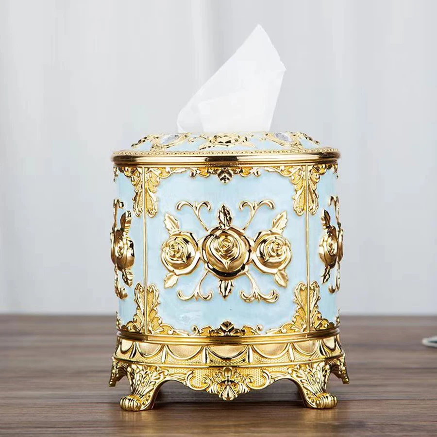 1PC European Style Circular Tissue Box, Multifunctional Paper Barrel, Desktop Creative Decoration, Decoration, And Storage Box