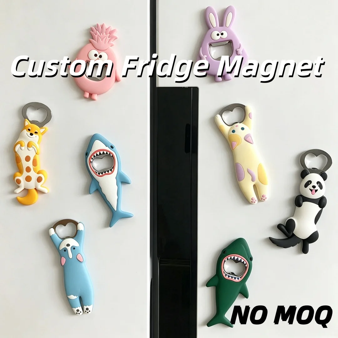 

Cute Custom Cartoon Animal Bottle Opener Fridge Magnet Soft PVC Refrigerator Decor Beer Opener Creative Souvenir