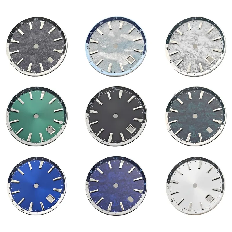32mm Dial NH34 Watch Dial with Bezel Internal Shadow Ring Ice Blue Luminous Watch Accessories for NH34 Movement