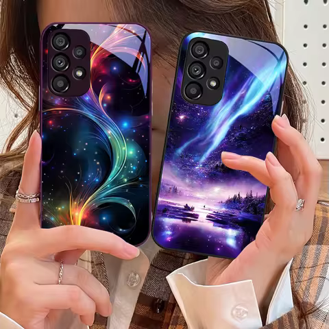 Brilliant Starry Sky For Samsung Galaxy S10 4G S20 11E 30 S21 21Fe 22 S24 Pro S23 Ultra 5G S8 S9 Tempered Glass Phone Case