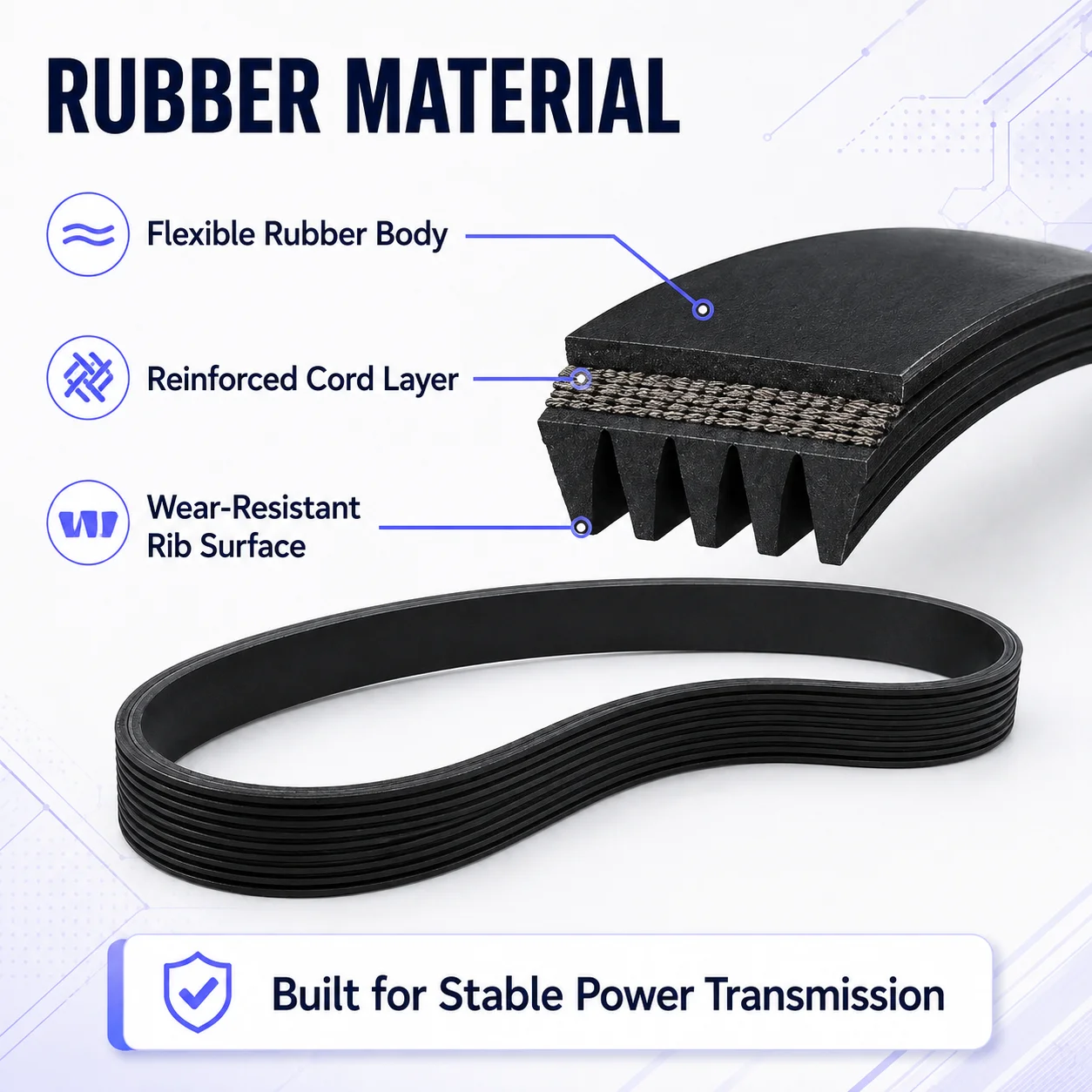 PJ Ribbed Belt 400J 405J 410J 413J 415J 420J 425J 430J 435J 440J 445J 450J 460J 465J Treadmill Conveyor Belt Multi Wedge Belt