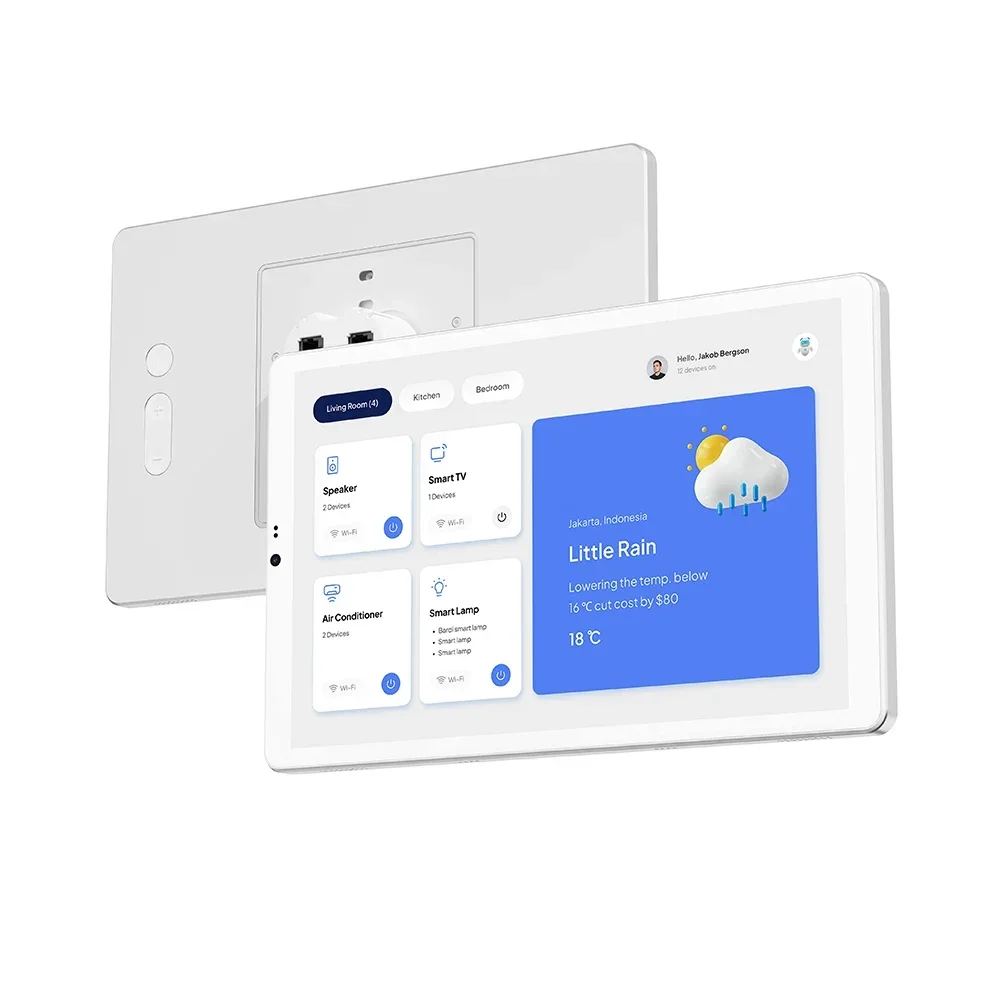 10.1 Inch Android Wall Mount HMI Touch Panel, WiFi Bluetooth RS485 RJ45 POE Home Automation Control Display